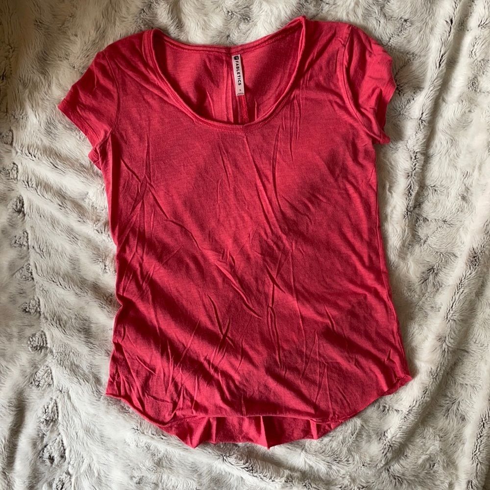 Fabletics Scoop Neck Workout Shirt top size small s orange red